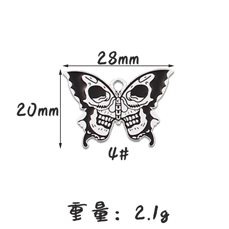 Picture of Halloween Skull Butterfly Card Moon Star DIY Handmade Jewelry Accessories Alloy Drop Oil Pendant Earrings Pendant
