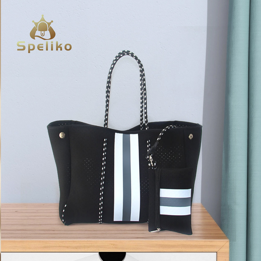 Diving Material Perforated Beach Bag European and American Fashion Portable Shoulder Strap Mother Bag Outdoor Casual Bag Portable Women's Bag for Women