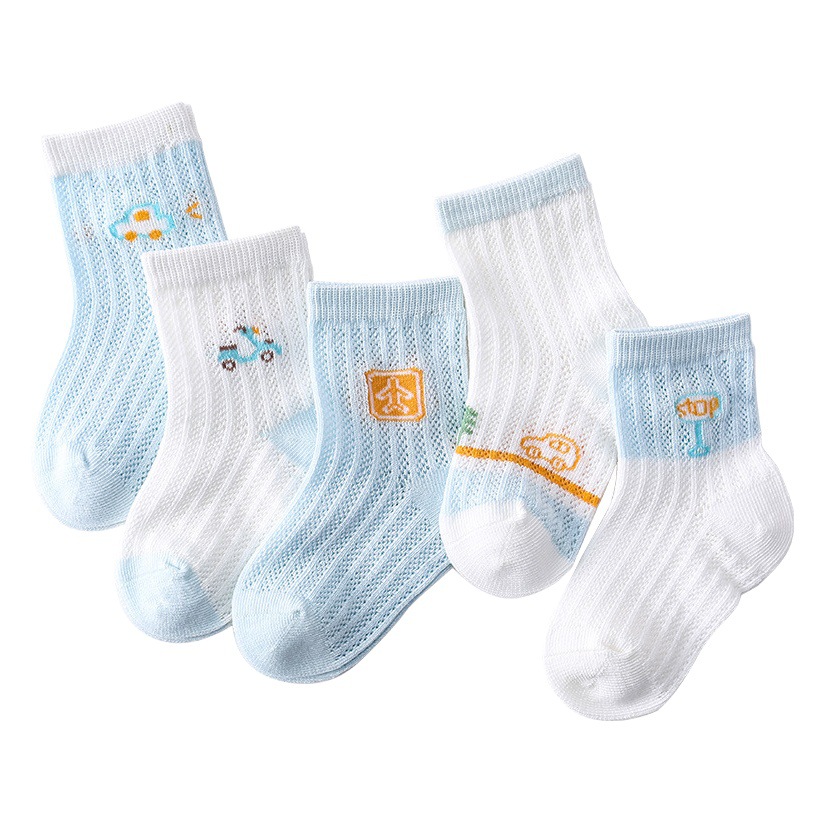 Spring and summer cartoon children's socks new ultra-thin large mesh hollow baby socks cotton boneless baby socks category a wholesale