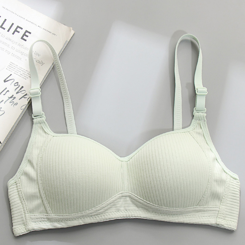 Picture of Side Collected Anti-sagging Underwear Women's Non-rimless Bra for College Students High School Girls Small Chest Gathering Pure Cotton Thin Bra