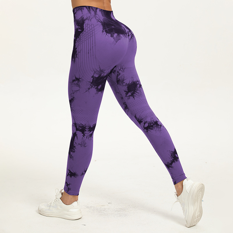 Picture of European and American hot selling seamless hip lifting fitness pants belly contracting tight high waist peach hip yoga pants wholesale