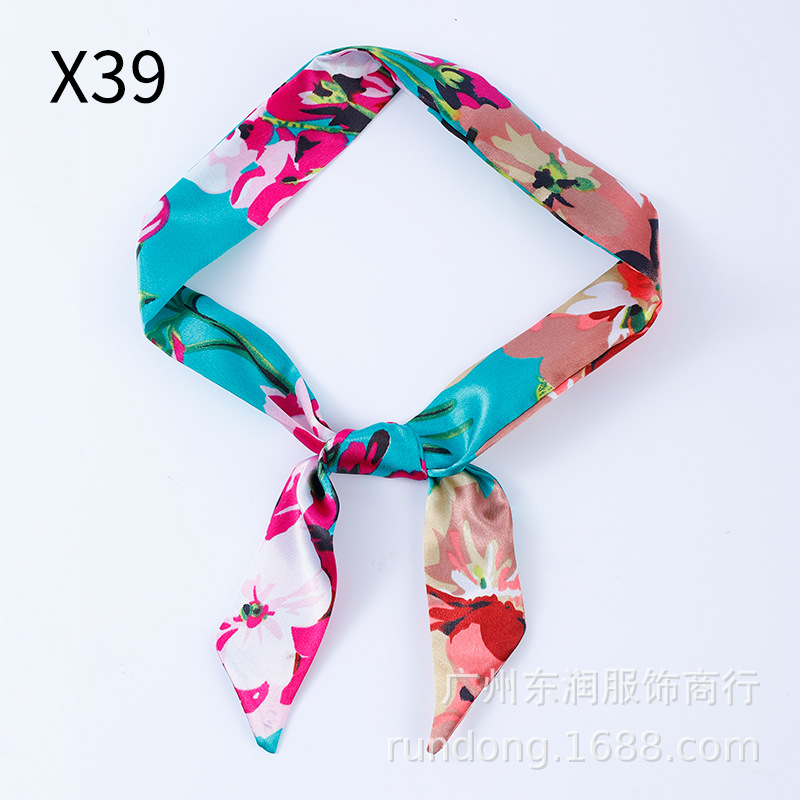 Picture of Silk Scarf Wholesale Long Beveled Small Silk Scarf Double-layer All-match Hair Belt Ribbon Decoration Tie Bag Hand Gift Box Silk Scarf