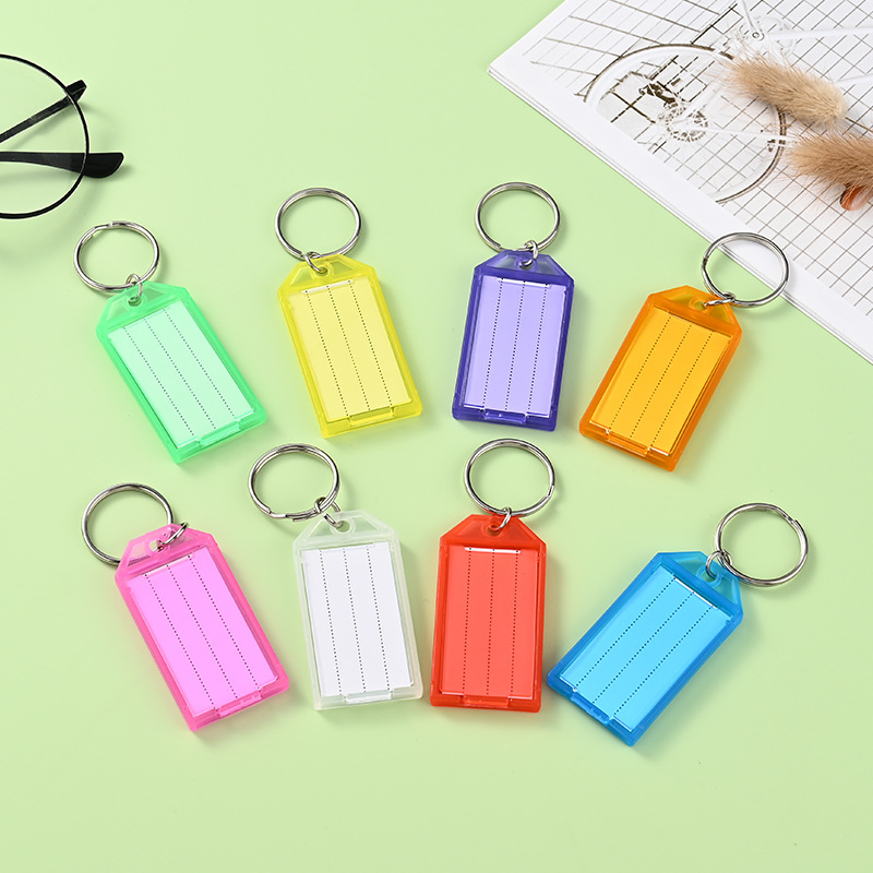 Amazon double-ring flip color plastic classification label key card hotel room key chain goods double-sided label