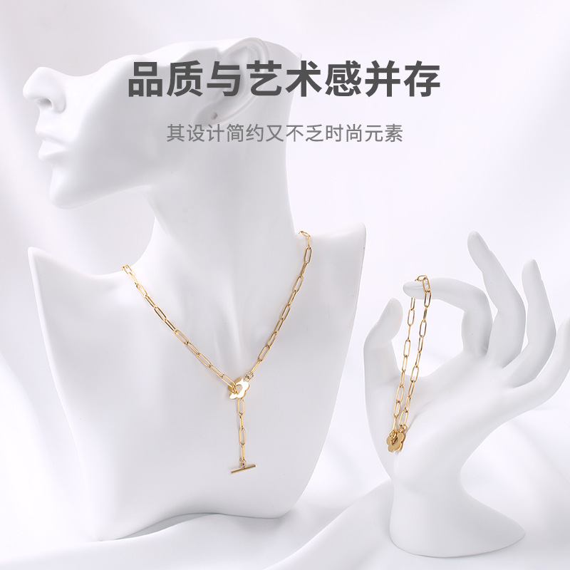 PENGDA stainless steel ins style clavicle chain small flower otbuckle adjustable clavicle all-match titanium steel necklace women's clavicle