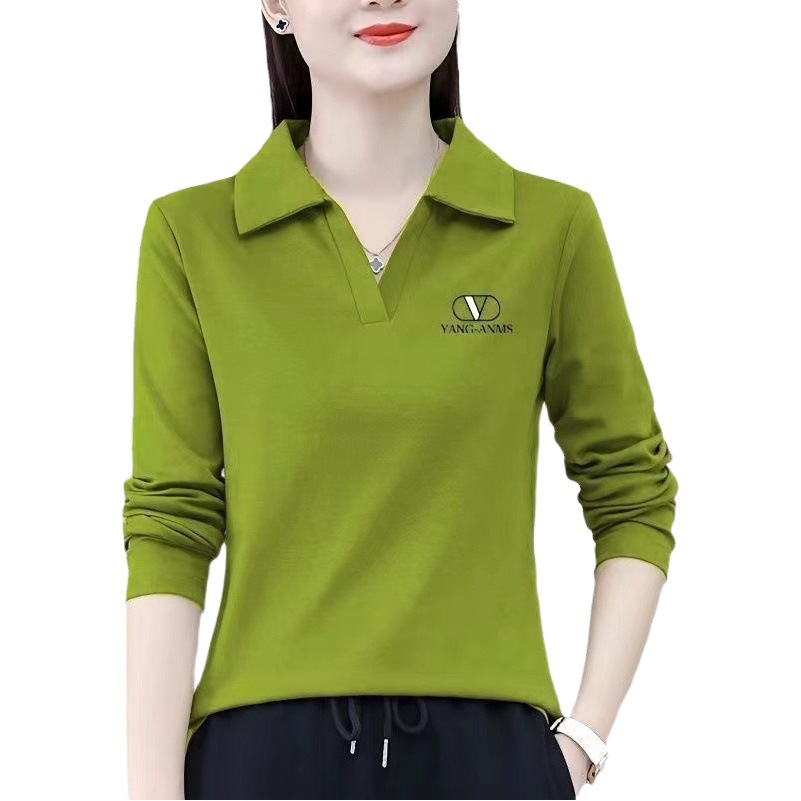 2023 Spring and Autumn new women's fashion bottoming shirt inner wear middle-aged autumn and winter long-sleeved T-shirt polo shirt plus size top