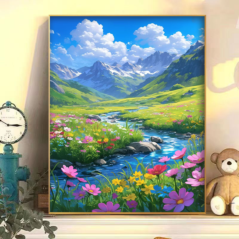 Digital Oil Painting DIY Coloring Wilderness Landscape Healing High-Value Decompression Oil Painting Miyazaki Hayao Landscape Decorative Painting
