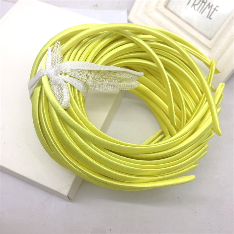 Picture of 10mm Candy-Colored Cloth-Wrapped Thickeneded Headband DIY Hairband Material Hair Accessories 1cm Satin Set Cloth Headband