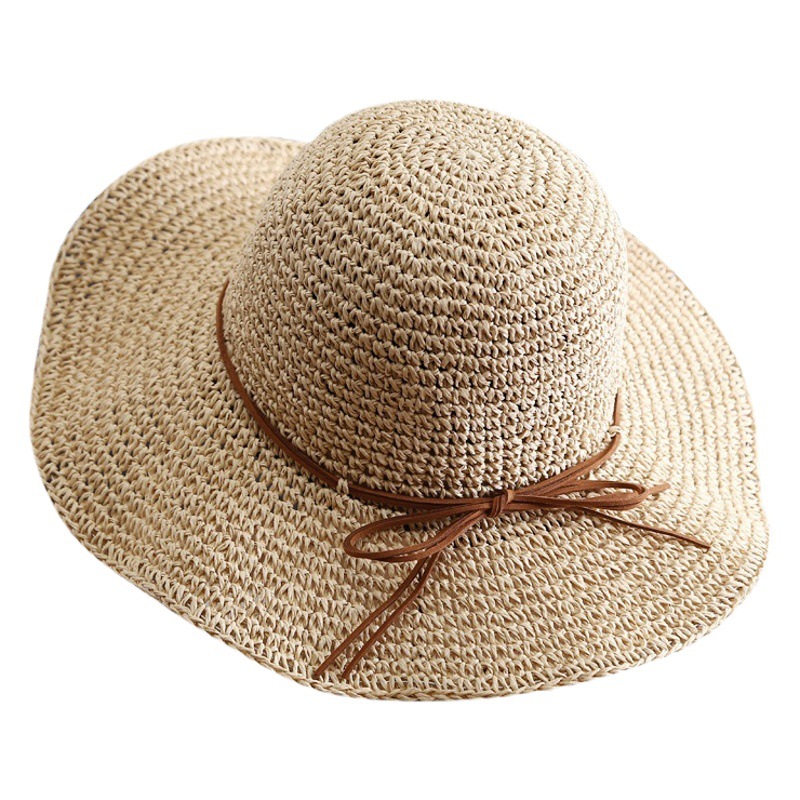 New hat women's summer beach sun hat straw all-match sunscreen sunshade hat large edge folding straw hat manufacturers wholesale