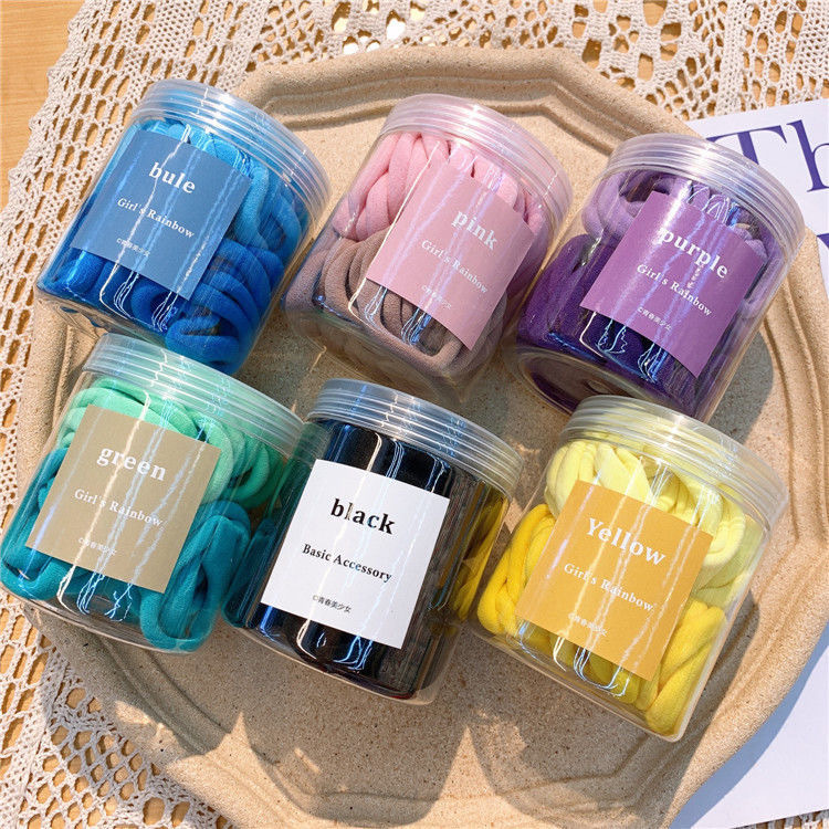 Wholesale candy color 50 canned elastic seamless hair rope sweet girl ponytail Korean hair towel ring