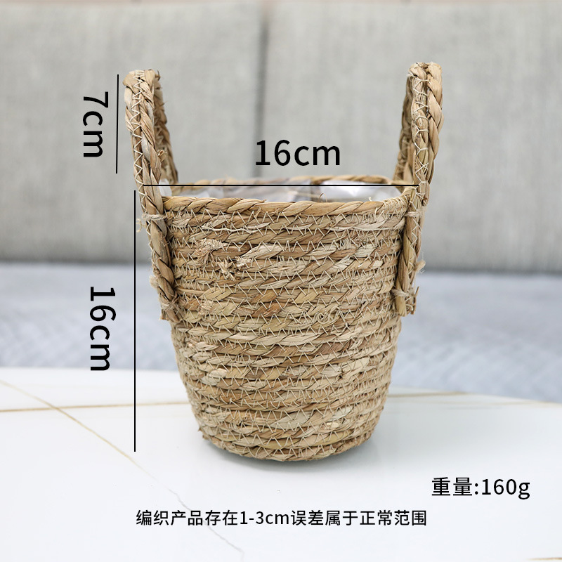Picture of Cross-border Hot Sale Straw Rattan Flower Basket Creative Home Woven Basket Balcony Living Room Decoration Green Plant Potted Flower Pot