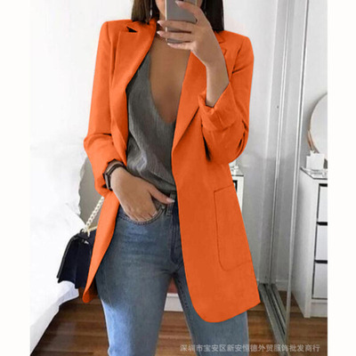 Picture of AliExpress WISH2024 New Spring and Autumn Explosions Women's Long Sleeve Solid Color Pocket Cardigan Small Suit Jacket