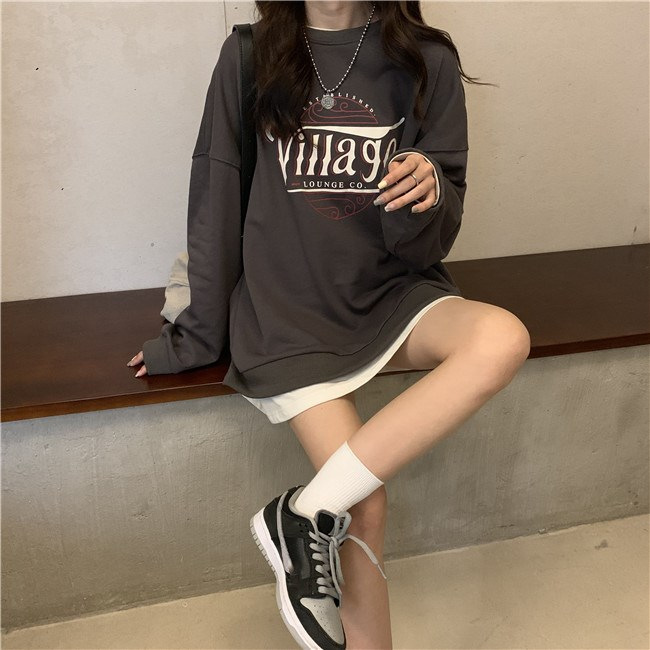 Picture of Velvet Thickeneded Loose Casual Sweatshirt Women's Autumn and Winter Outwear Vintage Long-Sleeved Bottoming Shirt Top Export Korean Women's Clothing