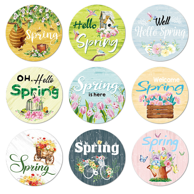 Amazon Hello spring farmhouse collection wooden ornaments wall decoration American country Spring door plate pendant