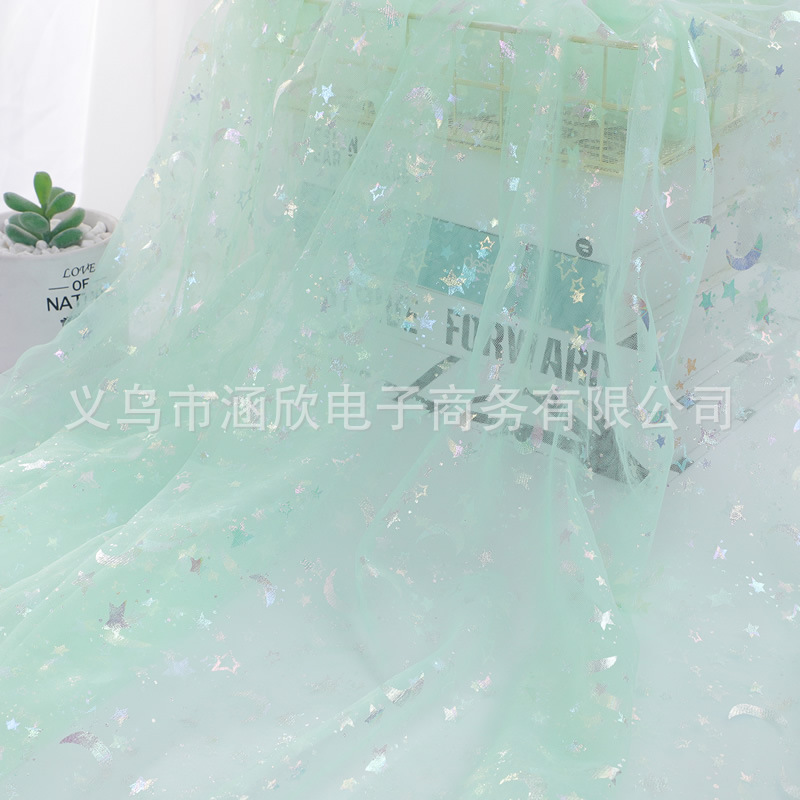Picture of Ins Background Cloth Colorful Star and Moon Tulle Mesh Fabric Gift Packaging Bow Flower Packaging Jewelry Accessories