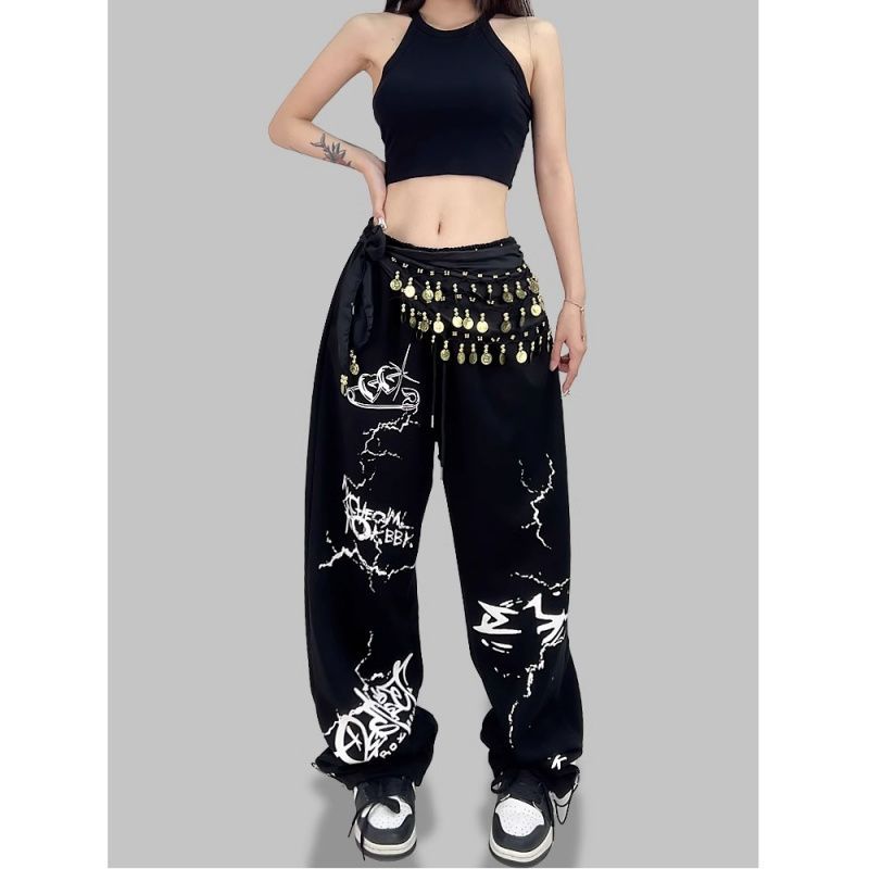 Cross-border Cross-border Street Dance Fashion Brand Jazz Dance Pants Women's Jazz Dance Printed Sweetpants Hip-hop Loose Casual Trend