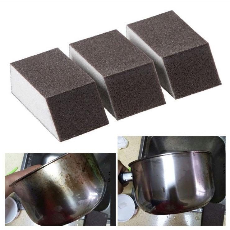 Trapezoidal Emery Sponge Wipe Kitchen Cleaning Tool Rust Removal Home Cleaning Bowl Washing Pan Emery Sponge Block