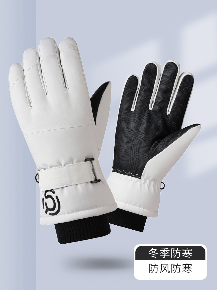 Cold-proof gloves men's autumn and winter New windproof anti-freezing fleece-lined thick riding gloves women's outdoor skiing touch screen