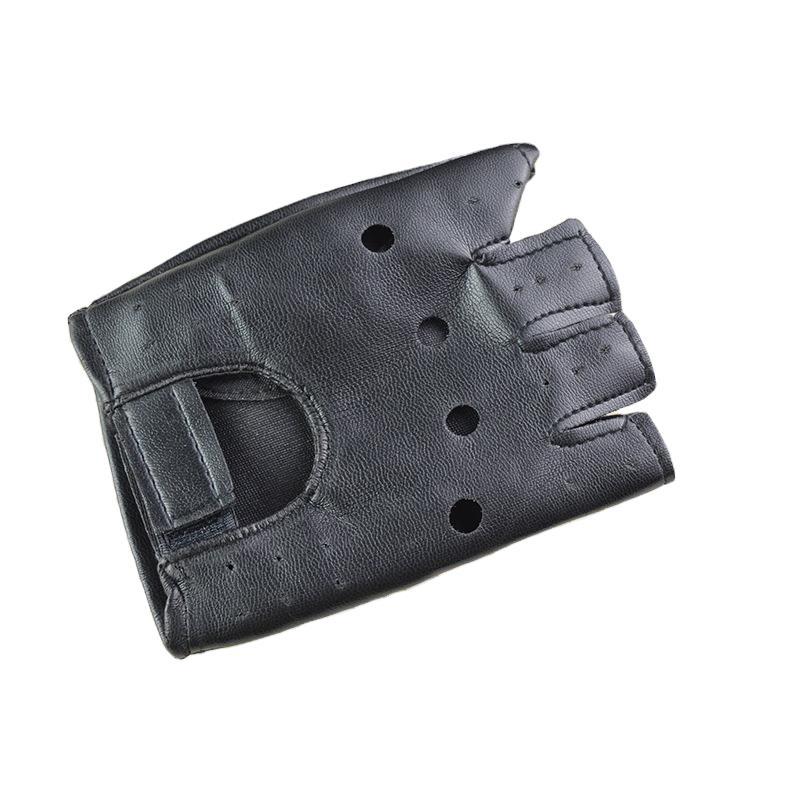 Picture of Men's hip-hop half-finger leather gloves nightclub pole dance non-rivet gloves performance dancing stars dance performance