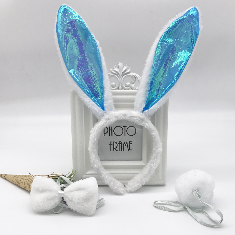 Picture of Cross-border Easter Plush Sequin Rabbit Headband Three-piece Set Ears Headband Bow Ties Children's Festival Performance Road