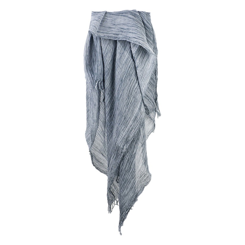 Cotton and linen scarf women's 2024 spring and autumn thin literary style retro pleated men's scarf long solid color shawl wholesale