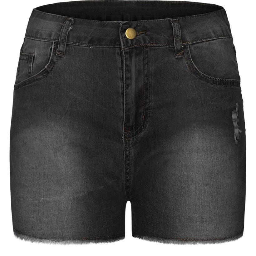 Picture of Amazon Aliexpress Independent Site Popular European and American Foreign Trade Elastic Slim Fit Ripped Tassel Denim Shorts for Women