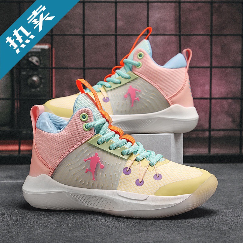 2025 Spring/Autumn Girls' Basketball Shoes New Fashionable Children's Sports Shoes Lace-up Zhongda Children's School Factory Wholesale