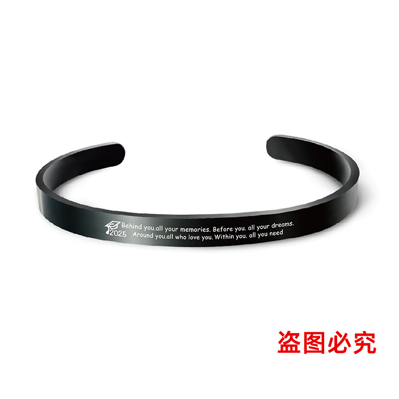 Picture of Bracelet European and American Cross-Border Stainless Steel Bracelet 2025 Graduation Season Doctor's Hat Holiday Gift Engraved Titanium Steel Bracelet