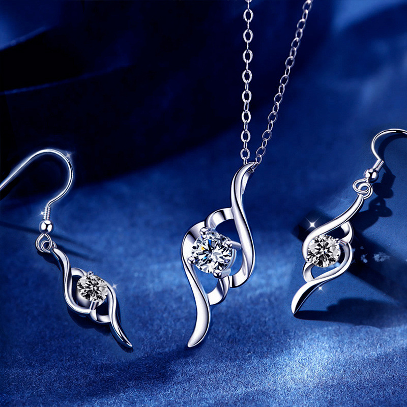 Cross-border Exclusive Simple Jewelry Women's Earrings Niche Light Luxury Earrings Necklace Women's All-match High-end Jewelry suit