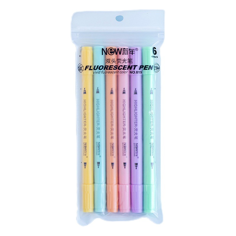Highlighter 6 Color Set Macaron Color Morandi Color High Color Value Painting Brush Fluorescent Marker Note Line
