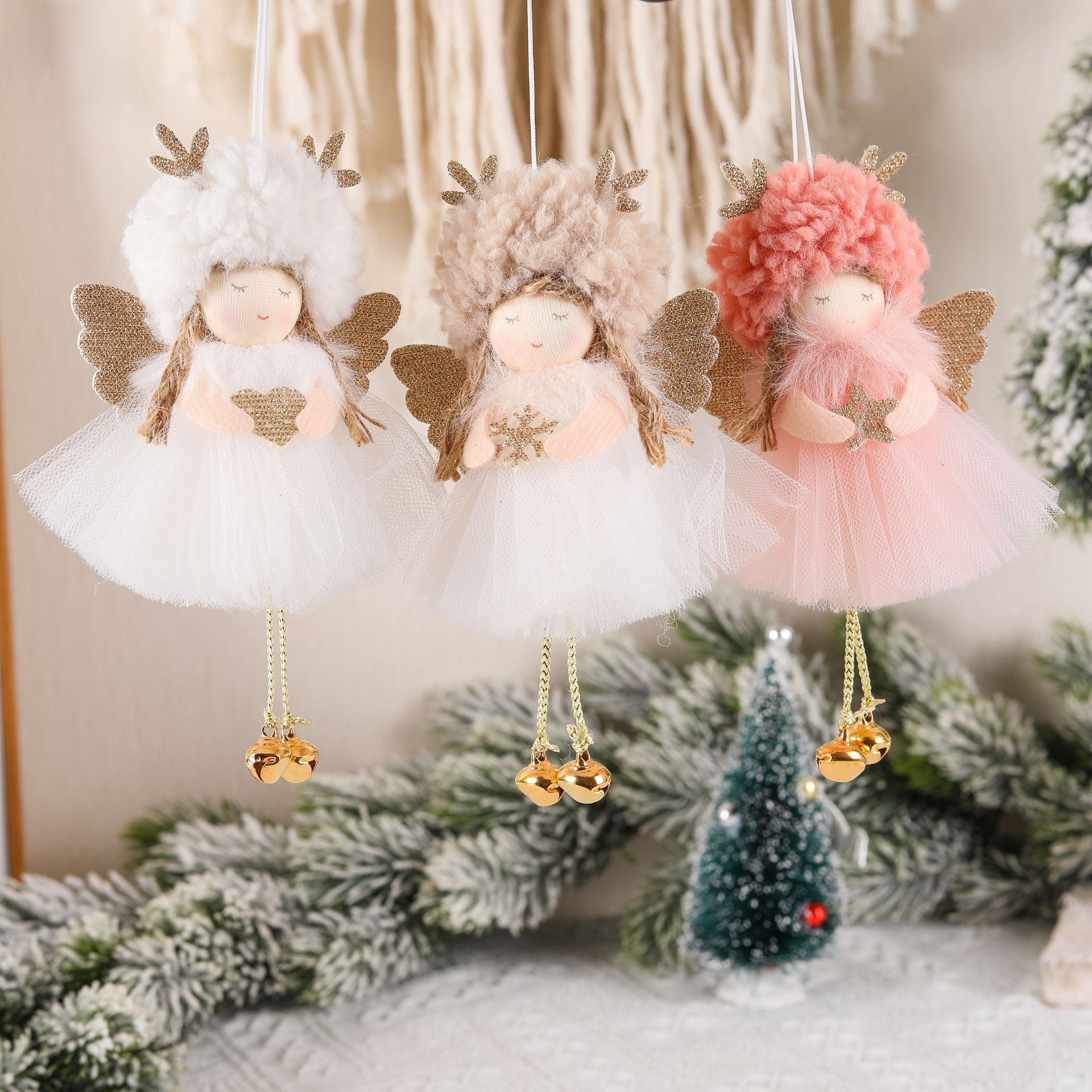 Cross-Border New Creative Christmas Plush Gauze Skirt Angel Christmas Tree Decoration Pendant Small Pendant Christmas