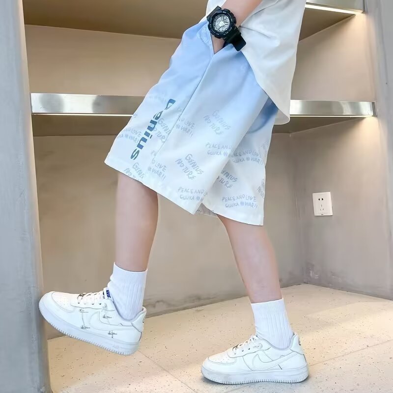 Shorts Boys Summer Ice Silk Thin Middle and Large Children's Outer Wear Sports Pants Children's Gradient Quick-drying Casual Pants