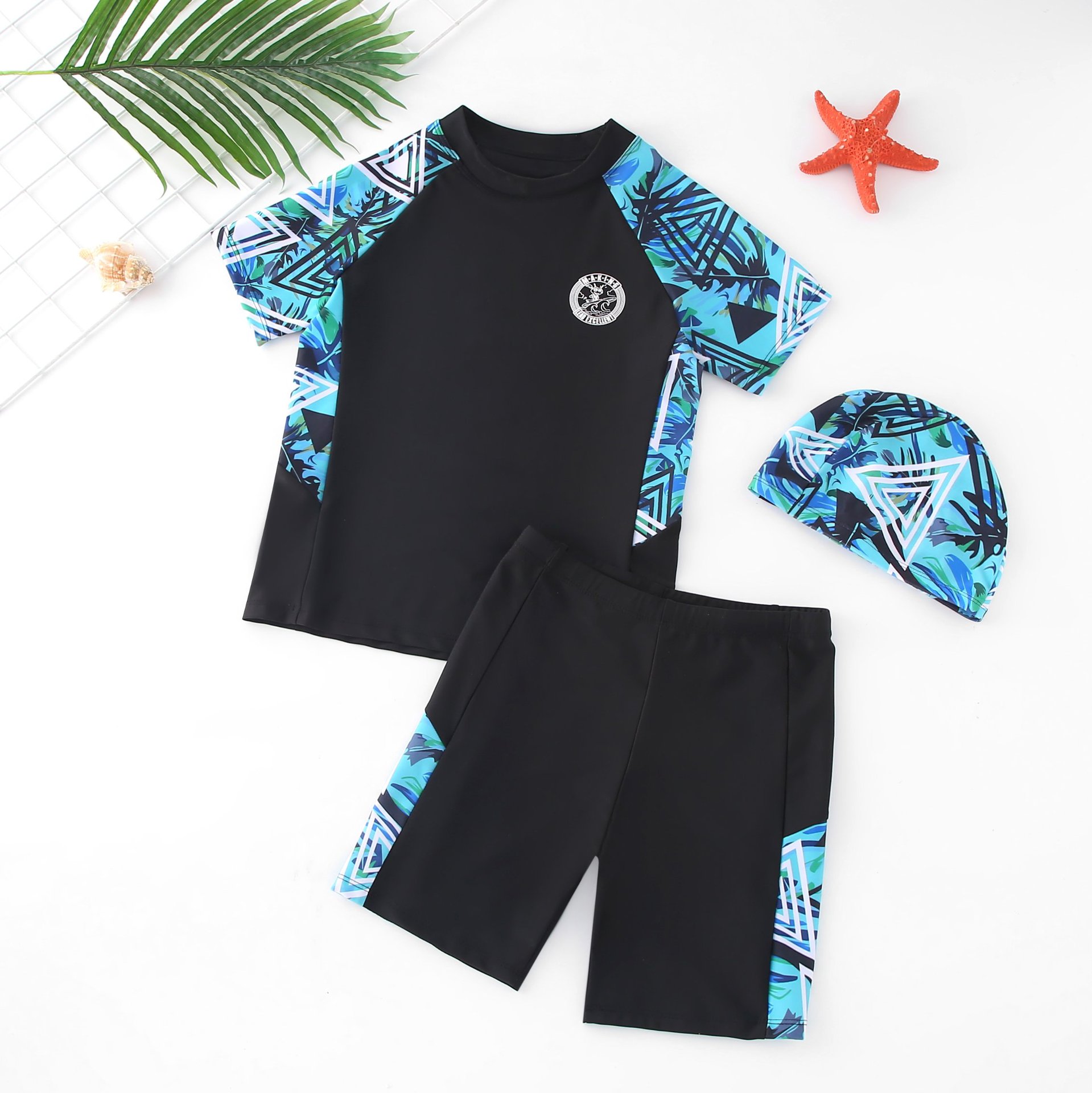 Picture of Children's Swimsuit Boys' Large Size Professional Quick-Drying Training Swimsuit Youth Split Double-Layer Pants Anti-Embarrassment Swimsuit