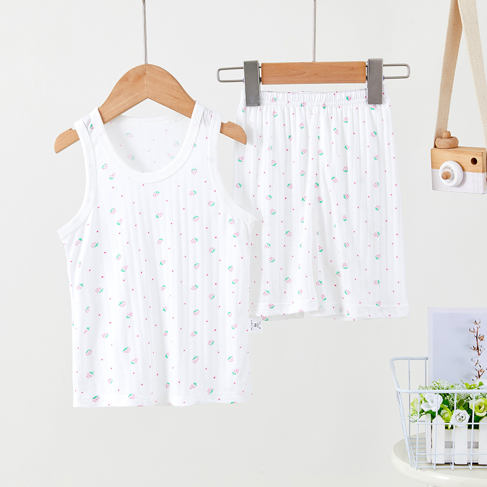 Picture of Children's vest shorts suit summer new boys' sleeveless top girls' bottoming shirt children's cold feeling wholesale