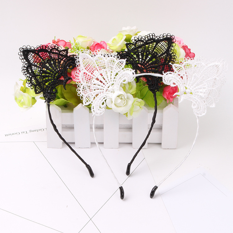 Cute Lace Cat Ears Hair Band Lace Cat Ears Hair Accessories Headband Cat Girl Accessories Christmas Party Hair Card