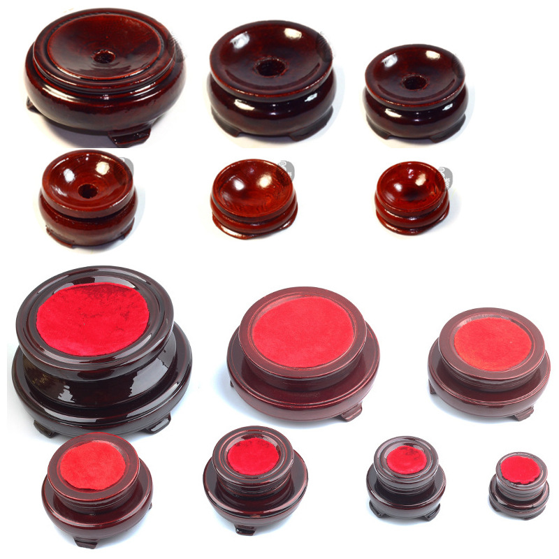 Picture of Large crystal ball rotating double-layer base wooden round base ornaments multi-size spot wholesale supply