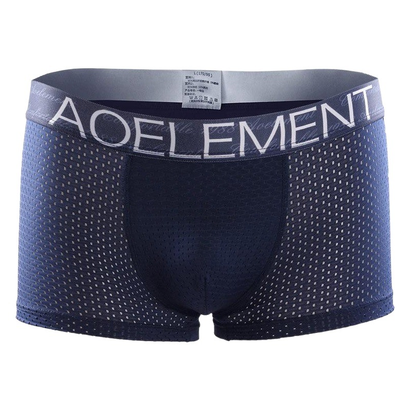 Summer sports thin underwear ice silk mesh breathable men's boxer shorts hollow quick-drying bottoms wholesale boxer pants
