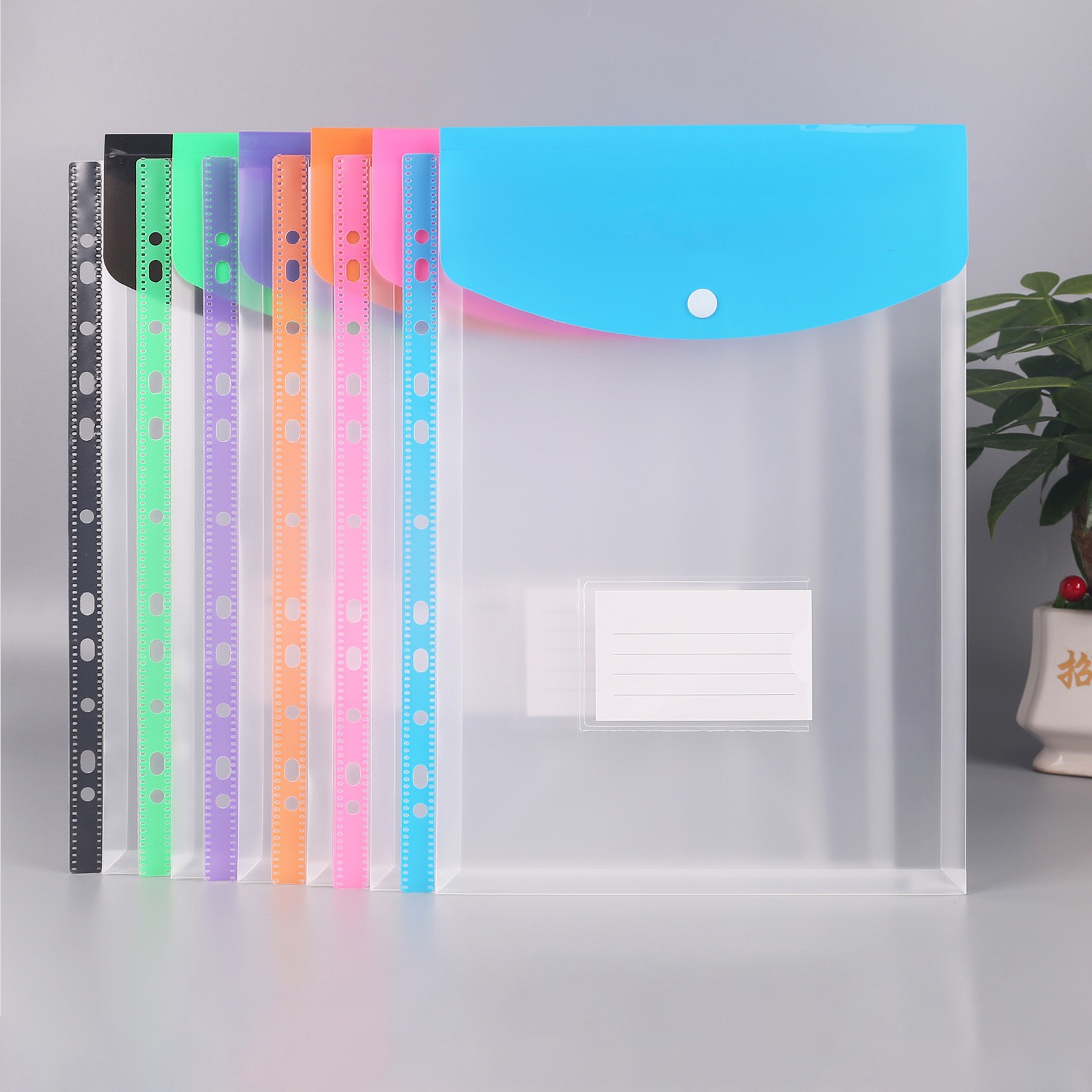 Picture of New A4 Loose-Leaf Bag 11-Hole Horizontal and Vertical File Bag Colorful Label File Storage Bag Manufacturer Wholesale