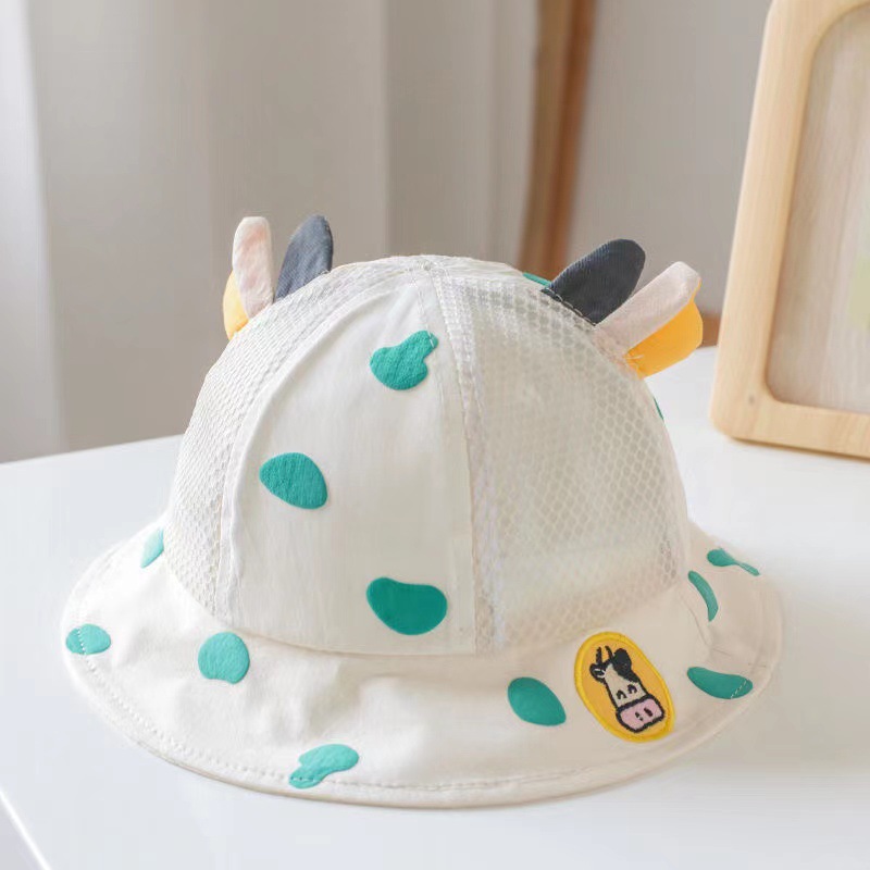 Picture of Baby Hat Spring and Summer Korean-style Sunshade Basin Hat for Boys and Girls Cute Cow Super Cute Breathable Net Fisherman Hat
