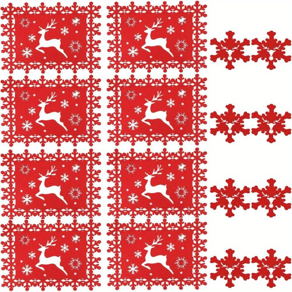 Picture of Cross-border supply felt meal coasters Christmas table decorations creative hollow non-slip thermal insulation felt table mat