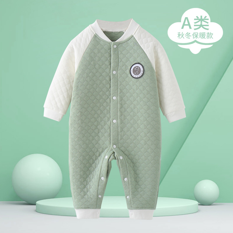 Picture of Baby Jumpsuit Pure Cotton Quilted Crawling Suit Pajamas Seamless Set Unisex Baby Romper Autumn and Winter Outfit Cartoon Pattern