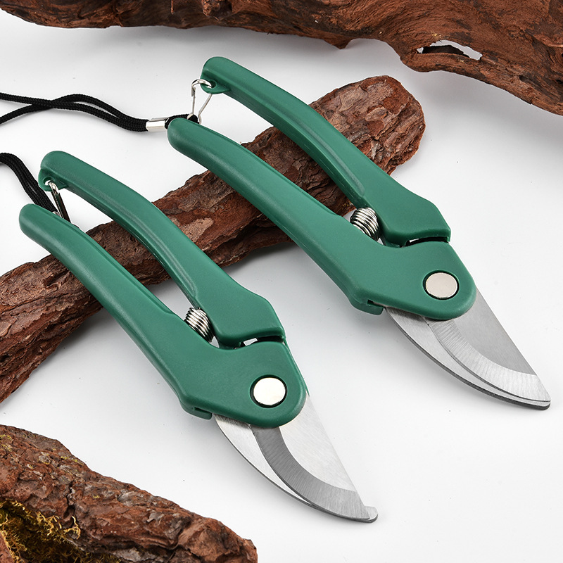 Strong plastic green handle beak anti-slip pruning shears garden floral pruning shears grafting tools pruning shears