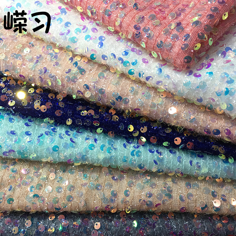 5mm centipede yarn sequin embroidered mesh wedding fashion stage clothing cushion tablecloth sequin fabric embroidered sequin cloth