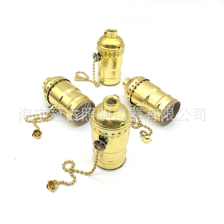 E26E27 screw zipper aluminum lamp holder retro decorative lamp holder lamp holder DIY lighting accessories