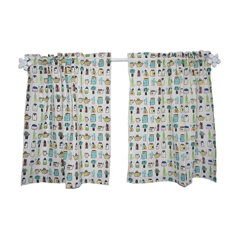 Picture of Hole-free Half Curtain Short Curtain Kitchen Half Curtain Bay Window Gauze Curtain Shading Balcony Half Shade Curtain Transparent Small Curtain