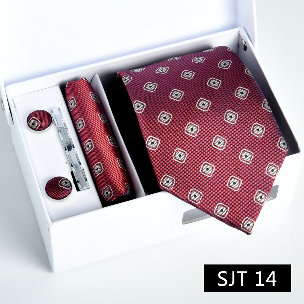 Picture of Tie formal business executive 5-piece gift box wedding = = groom wedding festive wine red in stock new