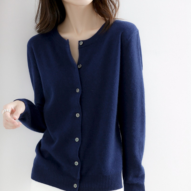 Picture of 2023 autumn and winter new women's round neck cardigan bottoming shirt Korean style long sleeve fashion soft knitted small coat