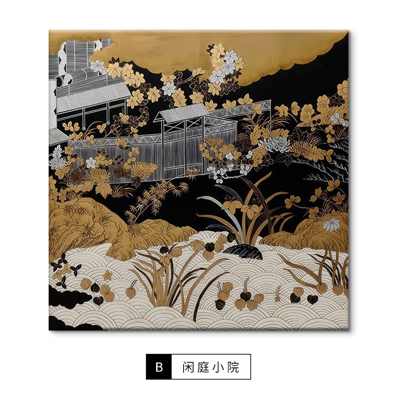 Picture of Xianting Small Courtyard French Middle-style Art Living Room Decorative Painting Retro New Chinese-style Mountain Wild Hanging Painting Entrance Murals