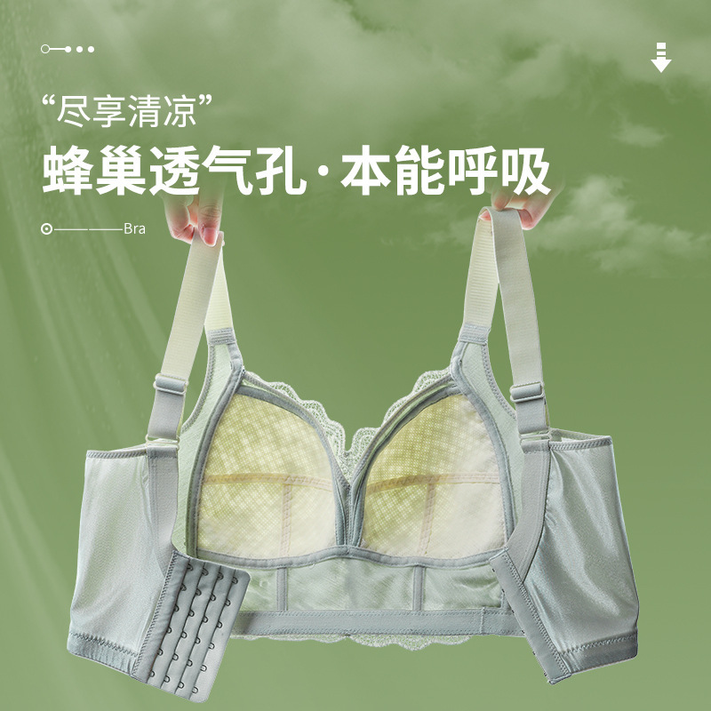 Picture of Large Chest Shown Small Underwear Women's Thin Full Cup Gather-up Auxilary Breast Correction Anti-sagging Anti-expansion plus size Bra