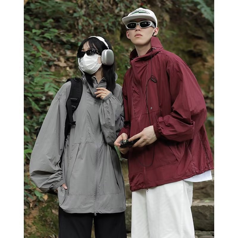 Sun-protective Clothing Men's Summer Thin Plutton Handsome Outdoor Functional Jacket Coat American Style High Street Hooded Sun-protective Clothing Jacket