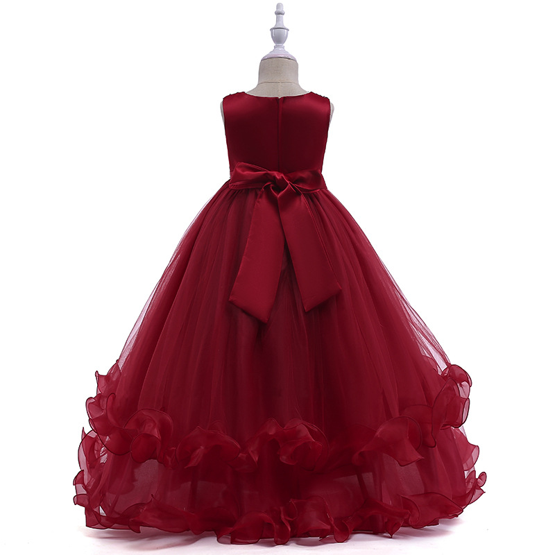Picture of Amazon Wish Big Children's Wedding Dress Coconut Tree Embroidered Princess Dress Floor-Length Long Dress Catwalk Dress